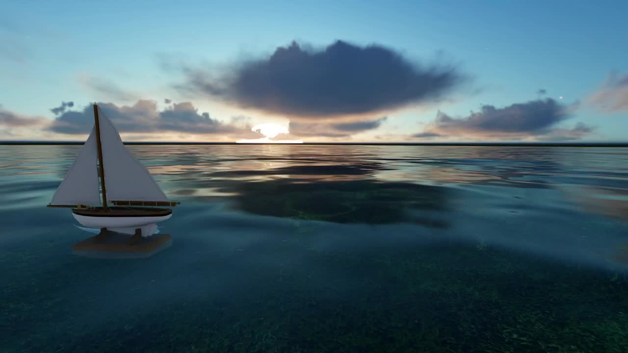 Stock Video Little Toy Sailboat Sailing In The Sea In D Animated Wallpaper