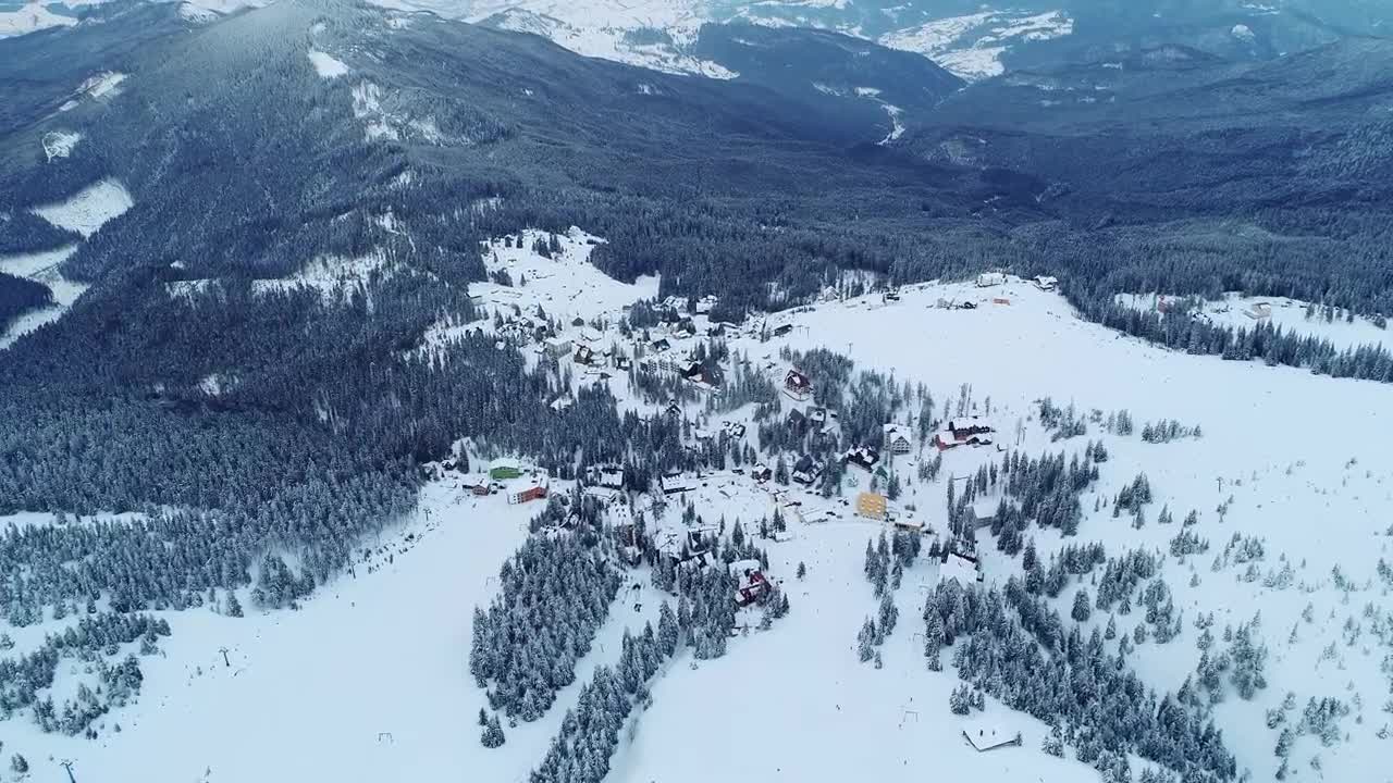 Stock Video Little Town In The Middle Of A Winter Forest Animated Wallpaper