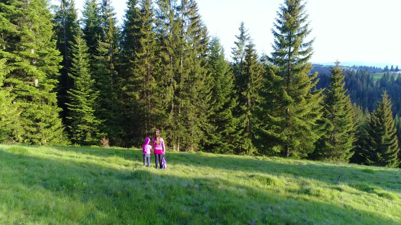 Stock Video Little Sisters Looking To The Sky In A Meadow Animated Wallpaper