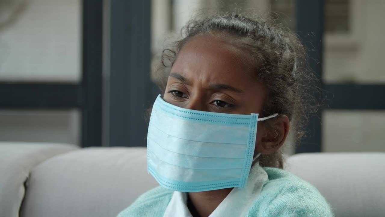 Stock Video Little Girl With A Mask Animated Wallpaper