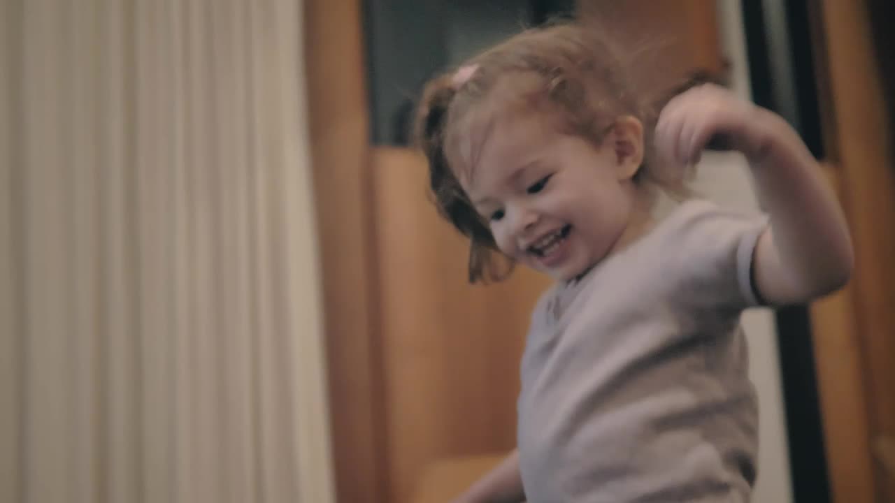 Stock Video Little Girl Plays Happily Animated Wallpaper