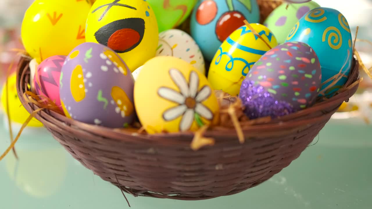 Stock Video Little Girl Leaving An Easter Egg In A Basket Animated Wallpaper