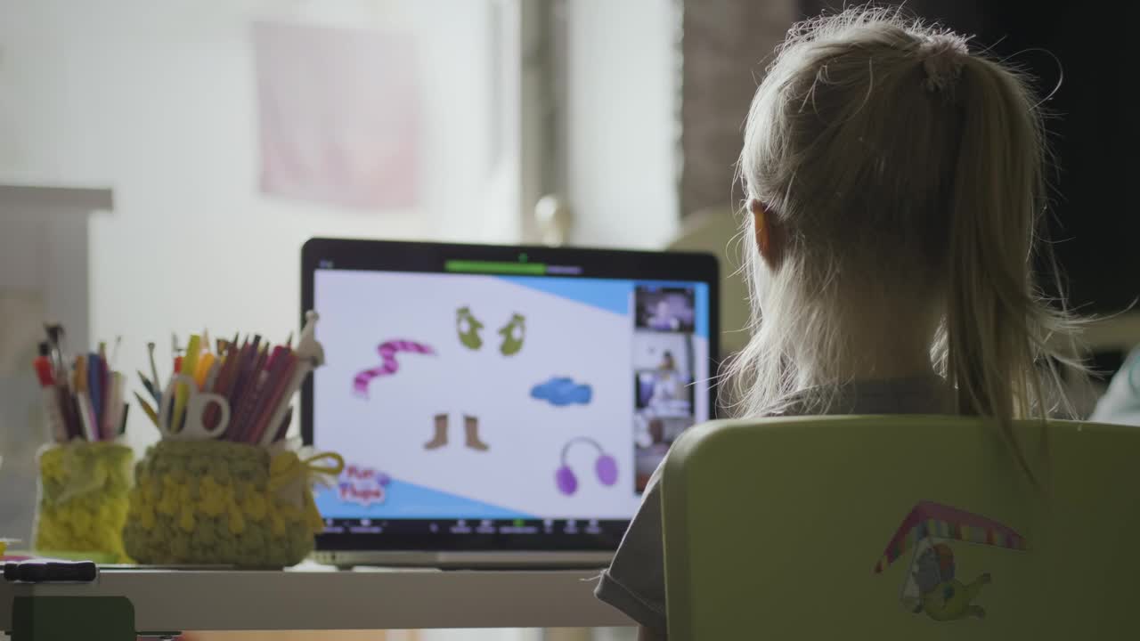 Stock Video Little Girl Learning At Home Animated Wallpaper