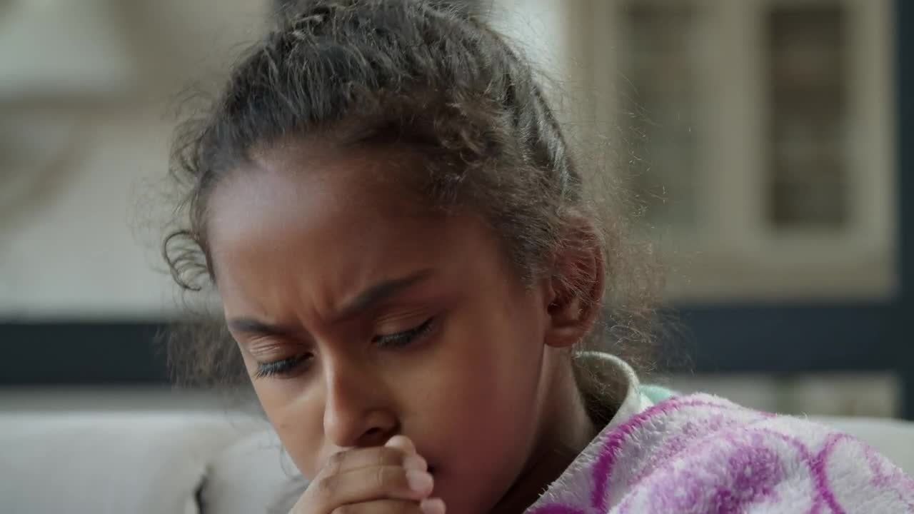 Stock Video Little Girl Coughing Loudly Animated Wallpaper