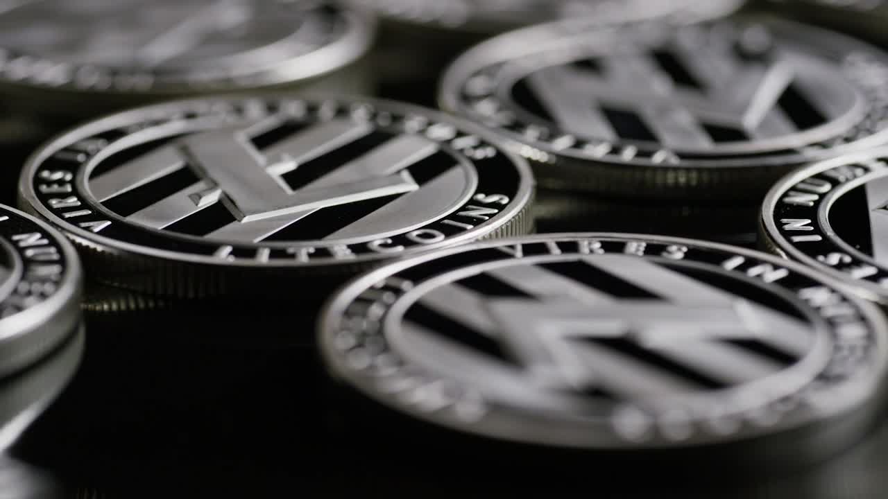 Stock Video Lite Cryptocurrency Silver Coins Close Up Animated Wallpaper