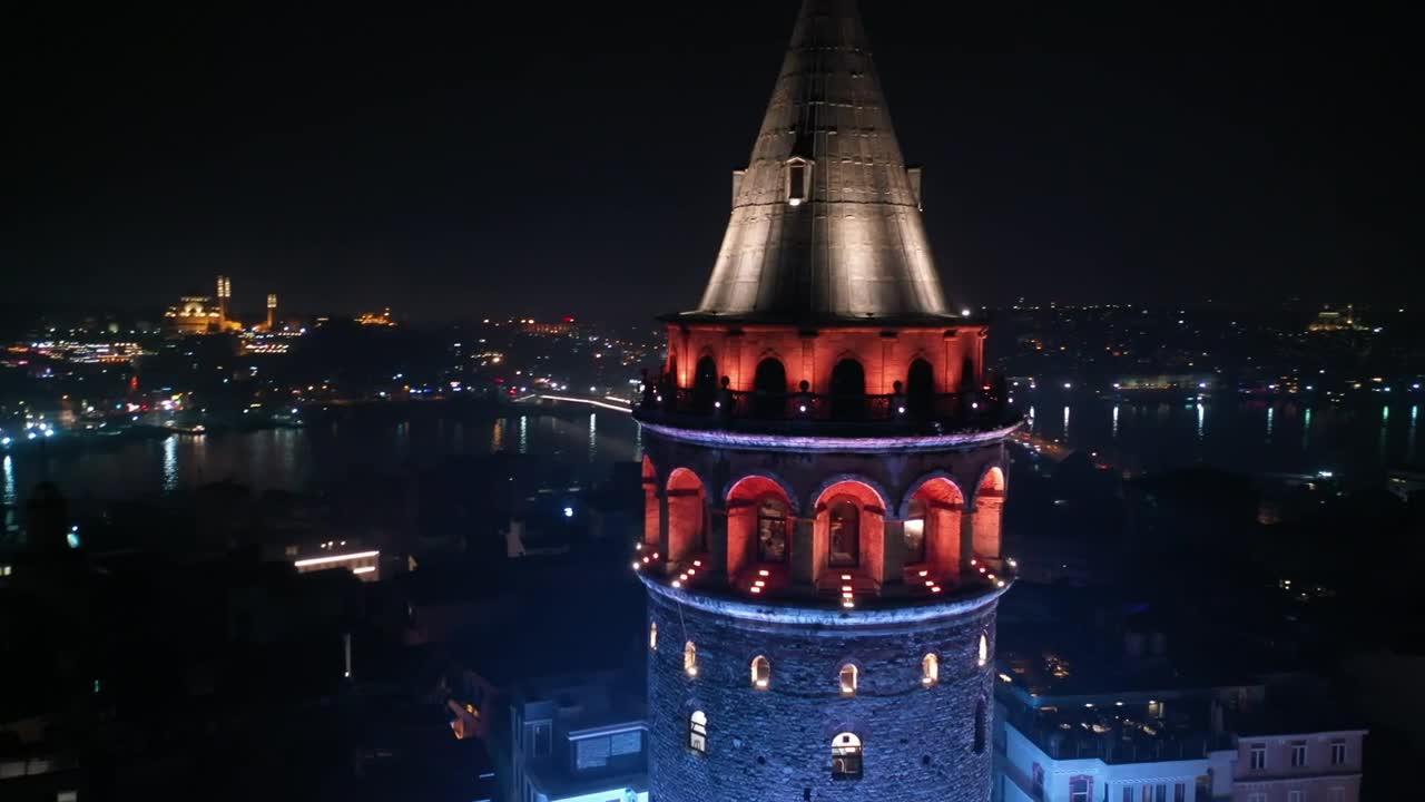 Stock Video Lights Throughout The Galata Tower Animated Wallpaper