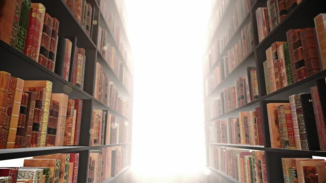 Stock Video Light At The End Of Bookstore Shelves Animated Wallpaper