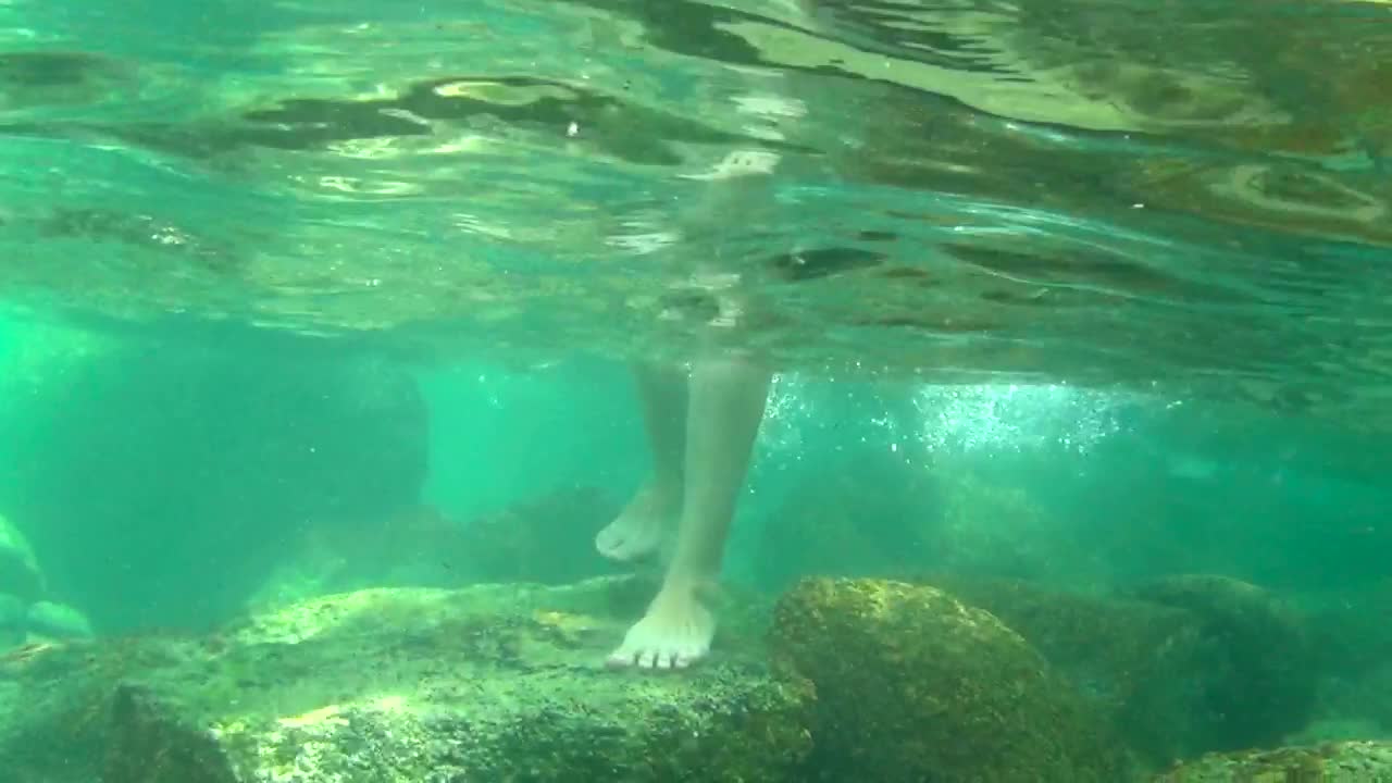 Stock Video Legs Walking On A Stream And Then Falling Animated Wallpaper