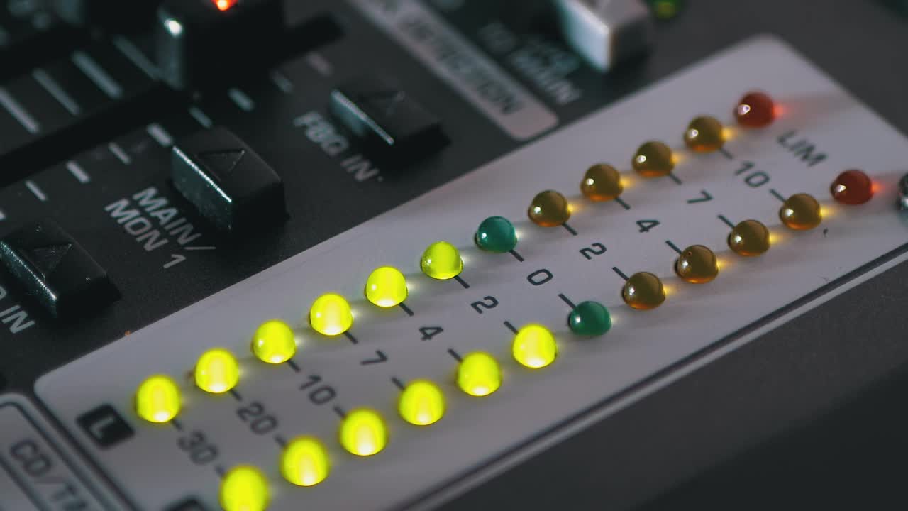 Stock Video Led Light Indicators In A Dj Mixing Machine Animated Wallpaper