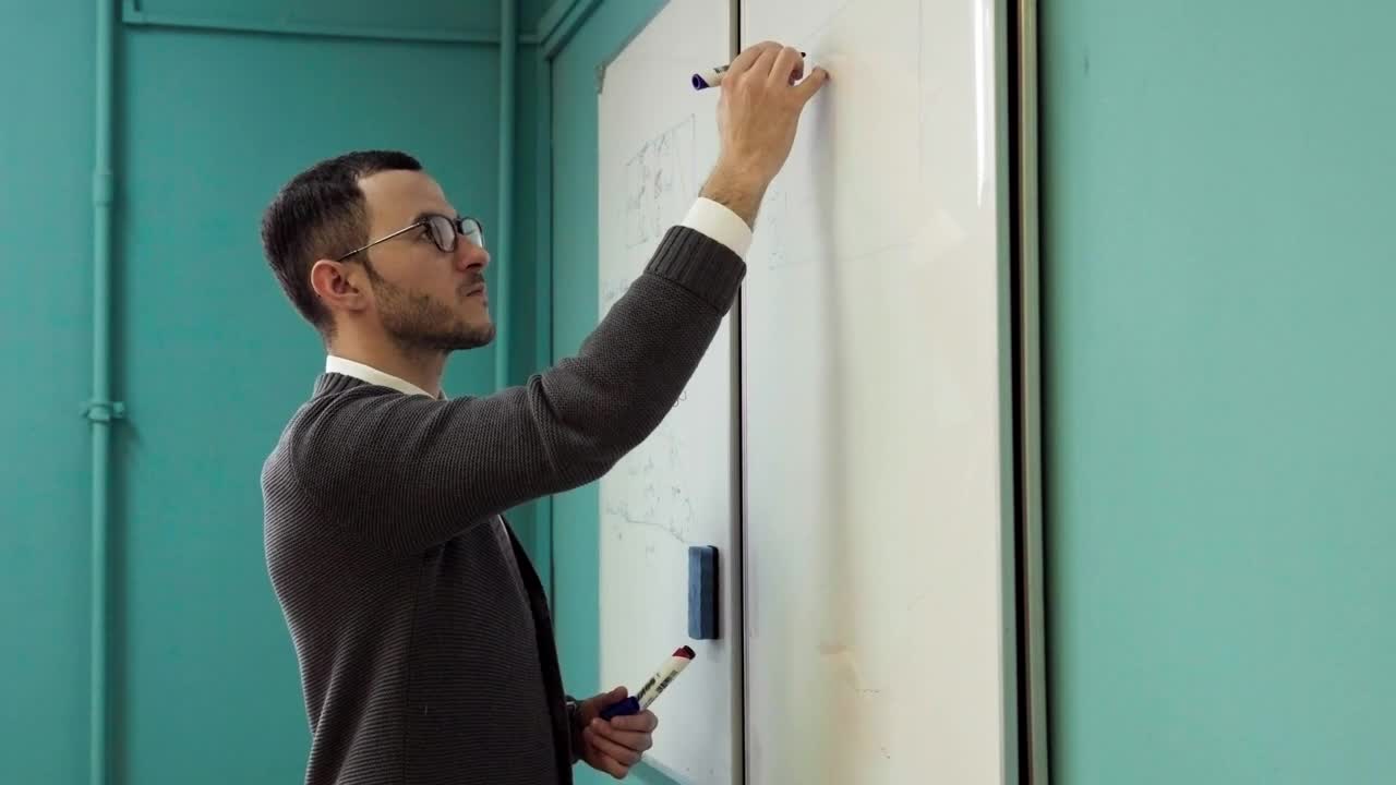 Stock Video Lecturer Writing On A Board Animated Wallpaper