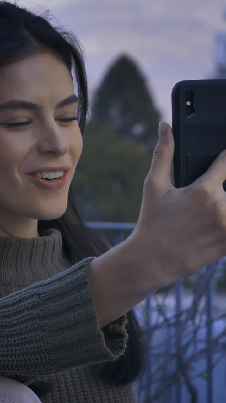 Stock Video Laughing Girl Talking On A Video Call Animated Wallpaper