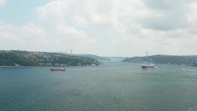 Stock Video Large Ships Leaving Istanbul Smal Animated Wallpaper