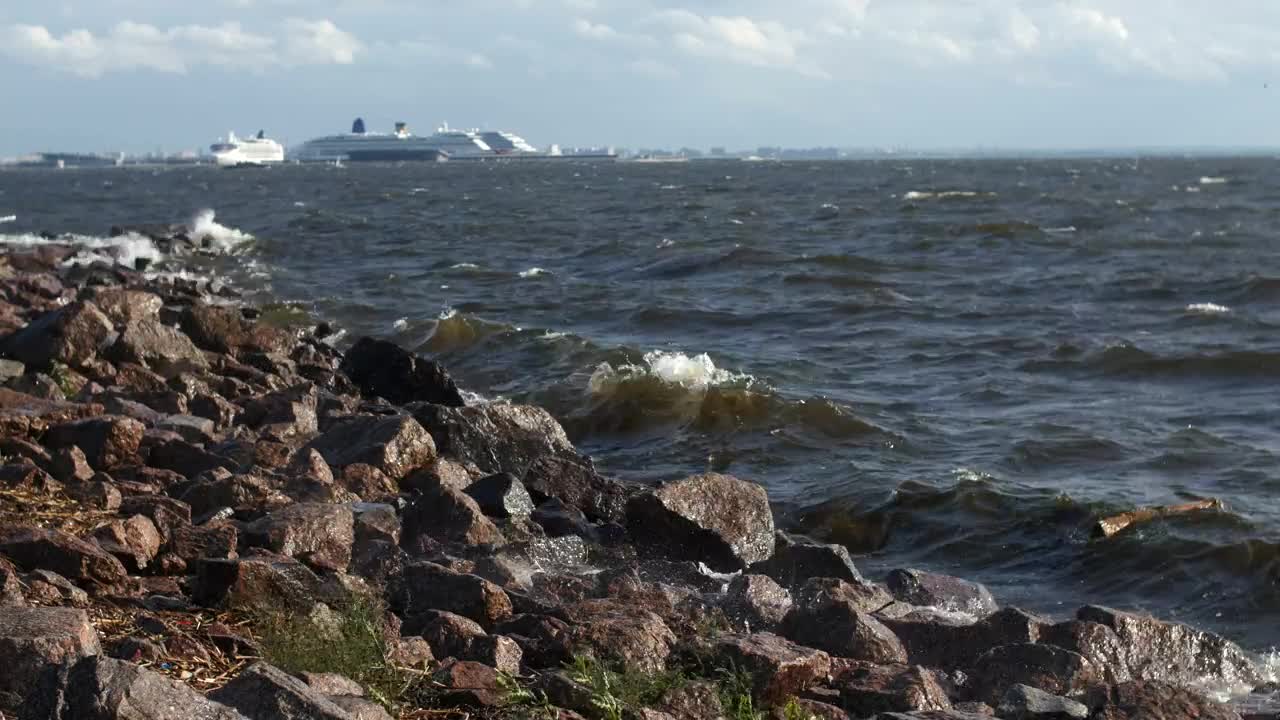 Stock Video Large Ships In The Distance Animated Wallpaper