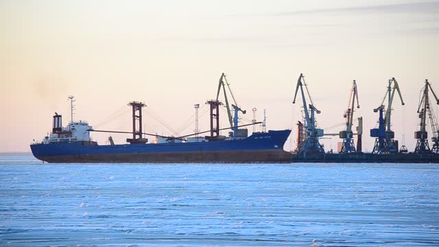 Stock Video Large Ship Entering A Freight Port Smal Animated Wallpaper