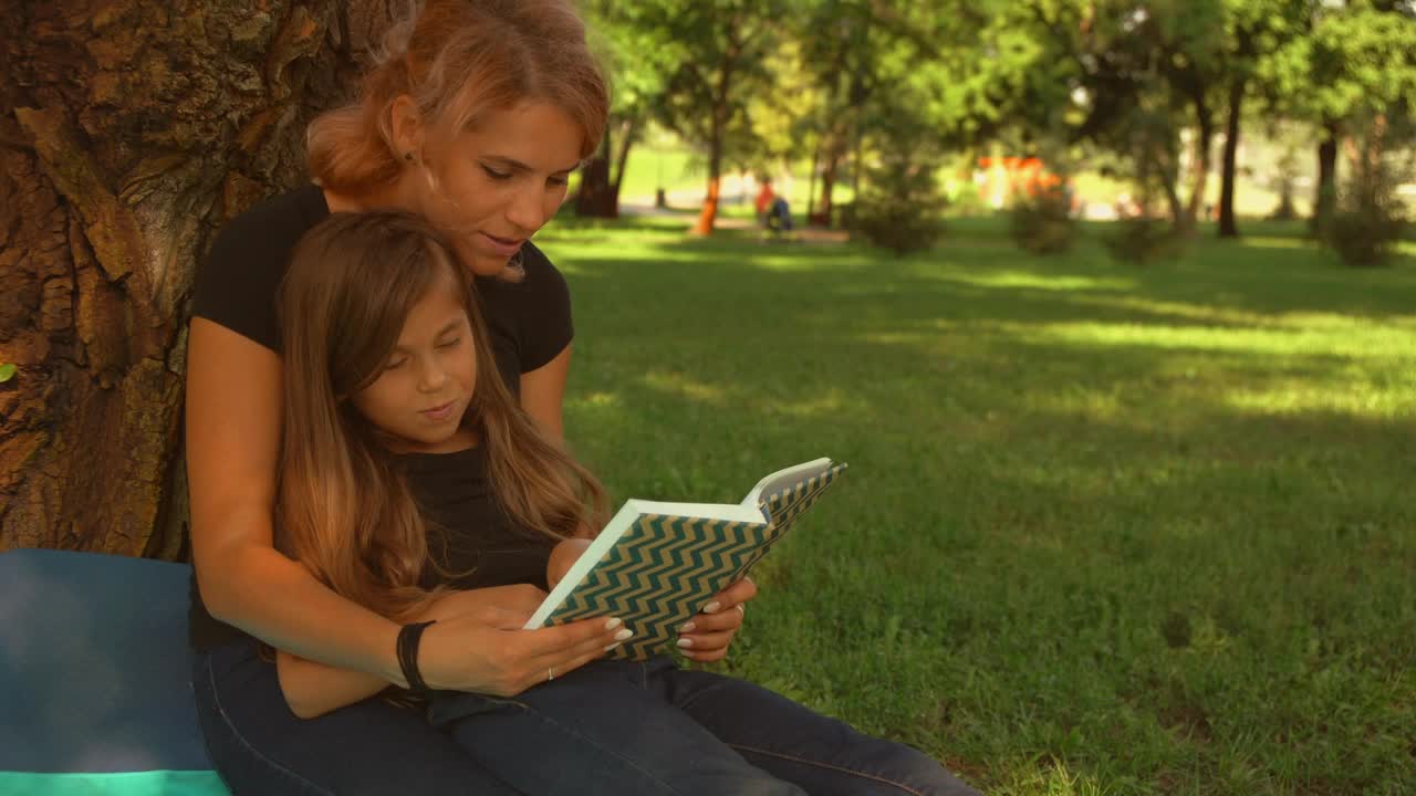 Stock Video Mother And Daughter Read A Book Together In A Par Animated Wallpaper