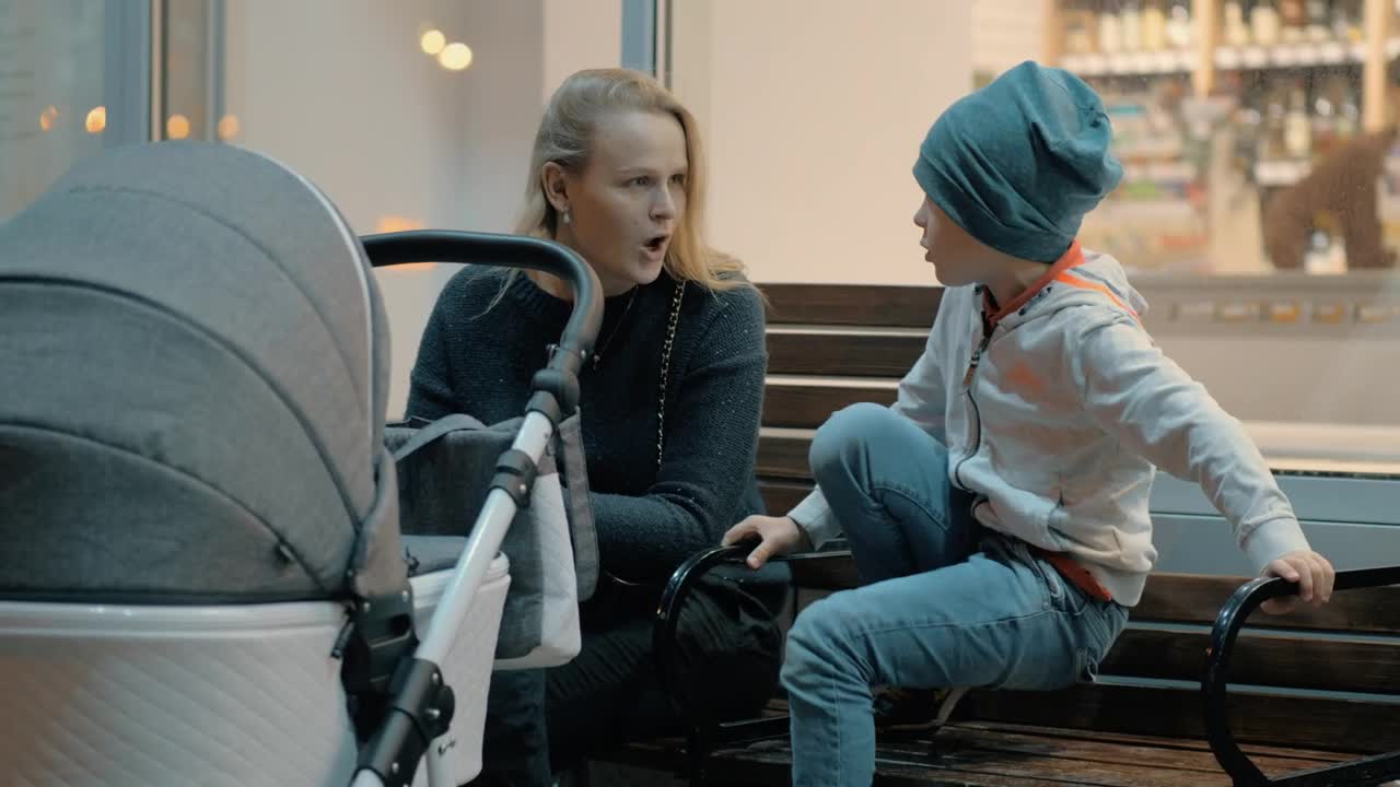 Stock Video Mother And Children Outside A Sho Animated Wallpaper