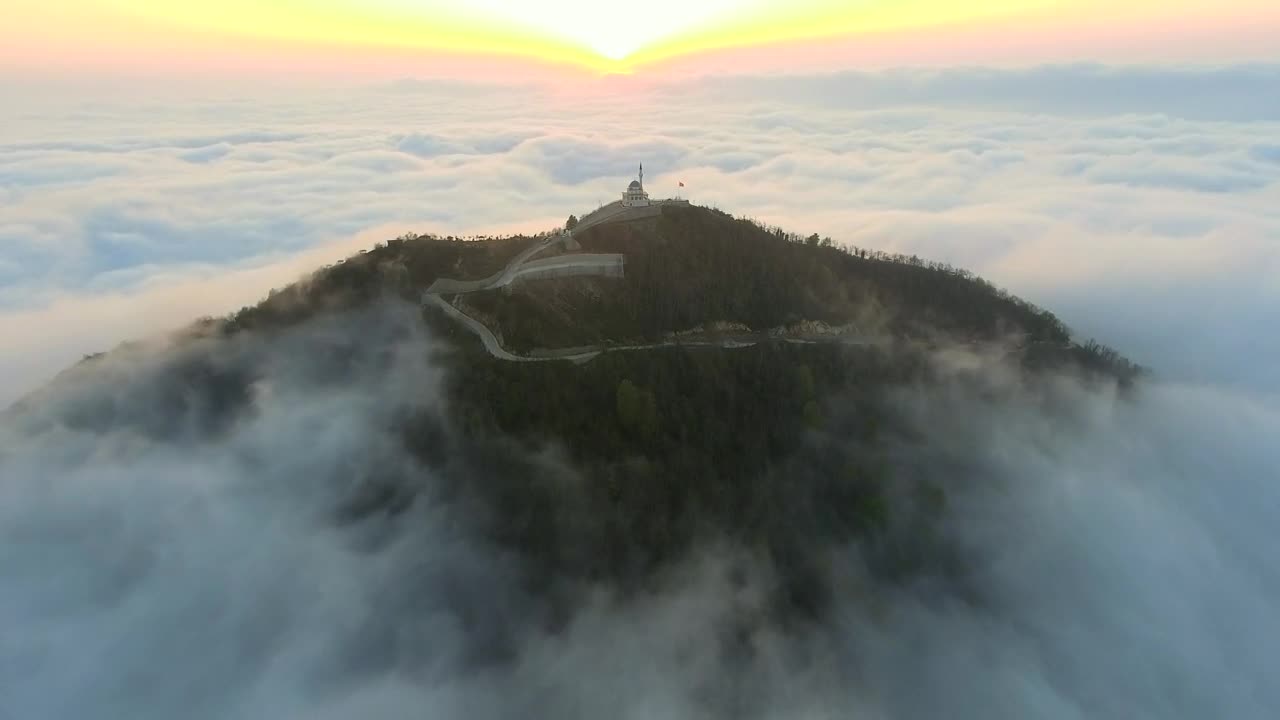 Stock Video Mosque In The Top Of A Cloudy Mountai Animated Wallpaper