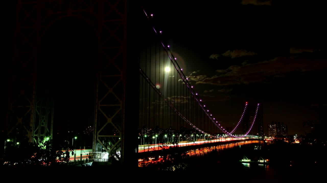Stock Video Moon Shining Above A Car Bridg Animated Wallpaper