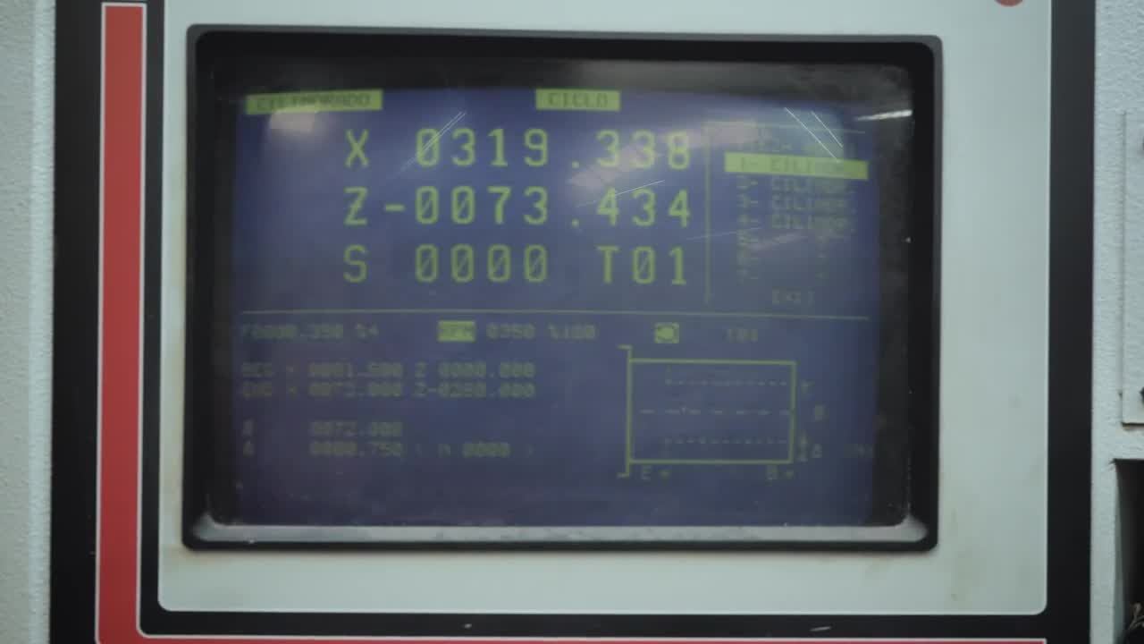 Stock Video Monitor Of An Industrial Lathe Cutte Animated Wallpaper