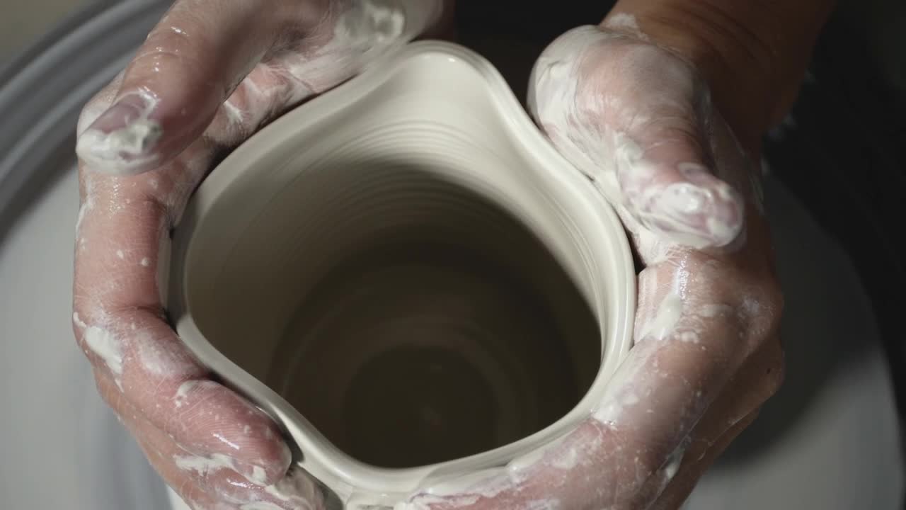 Stock Video Molding Clay Pottery Wheel Close U Animated Wallpaper