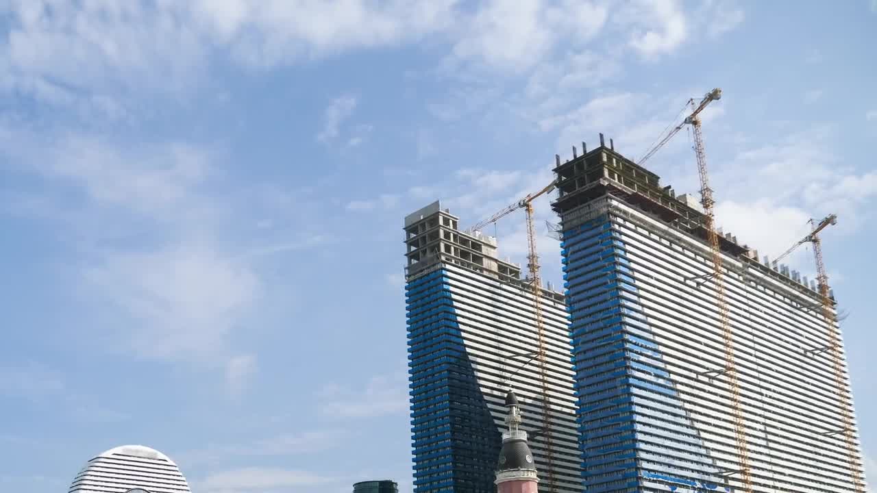Stock Video Modern Skyscrapers Under Construction Time Laps Animated Wallpaper