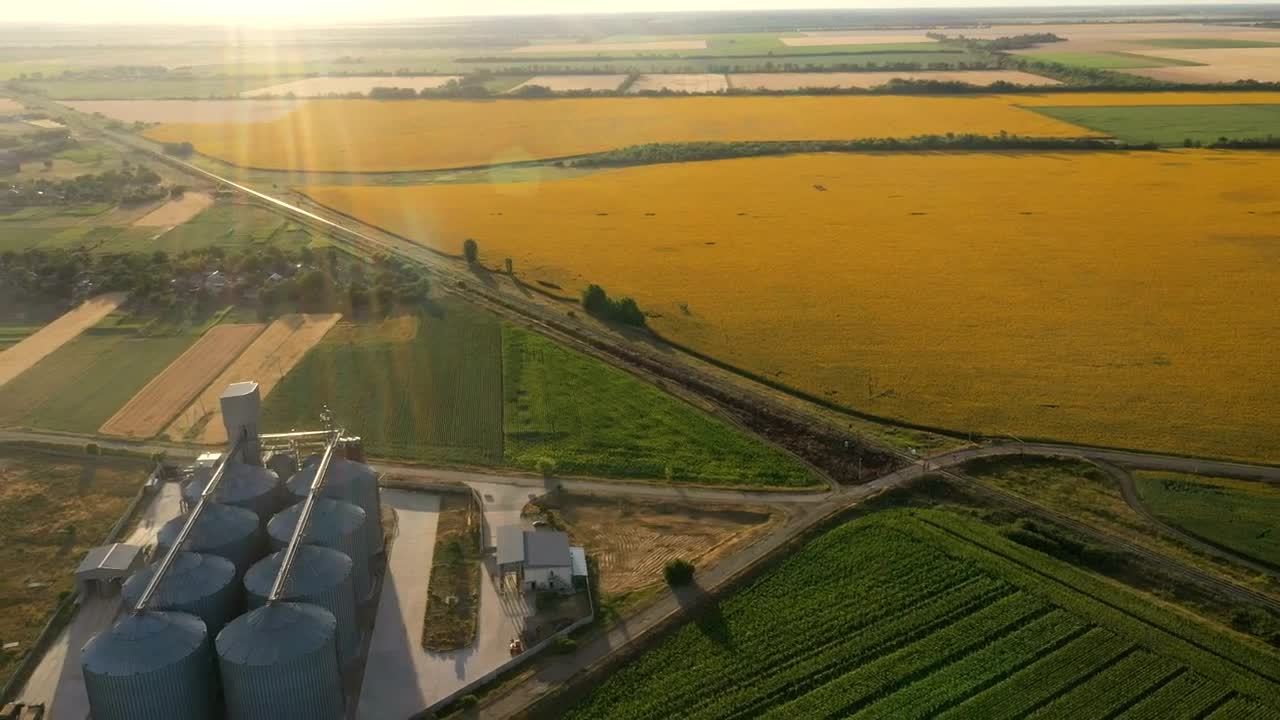 Stock Video Modern Grain Silos In The Fiel Animated Wallpaper