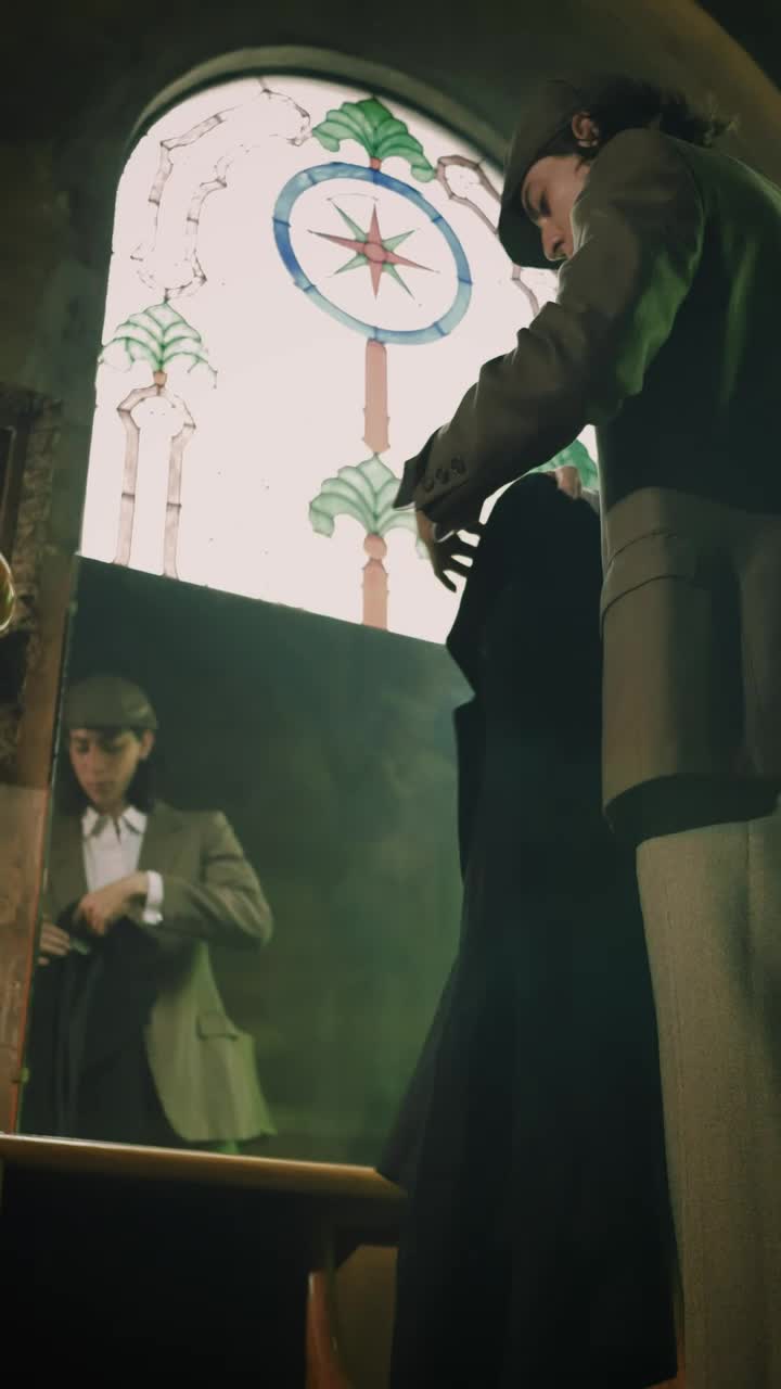 Stock Video Model Wearing Old Fashion In An Old And Worn Plac Animated Wallpaper