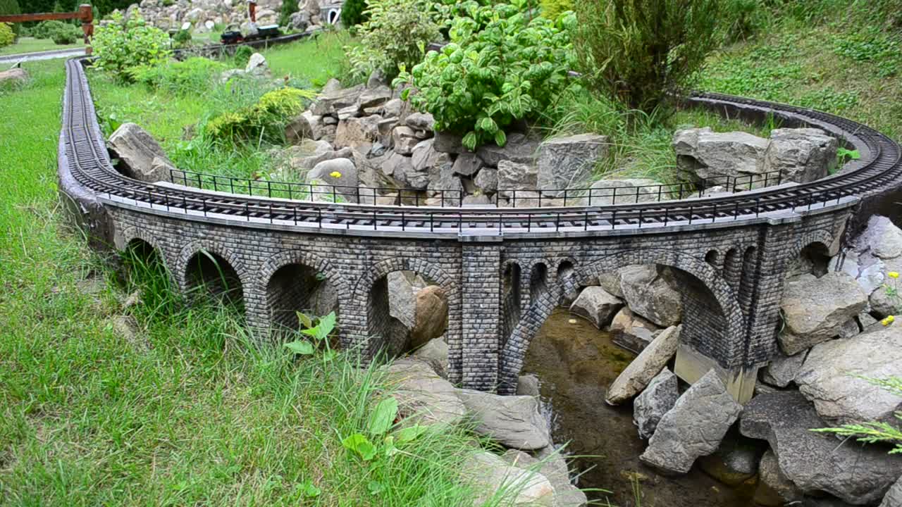 Stock Video Model Train Heading Over A Bridg Animated Wallpaper