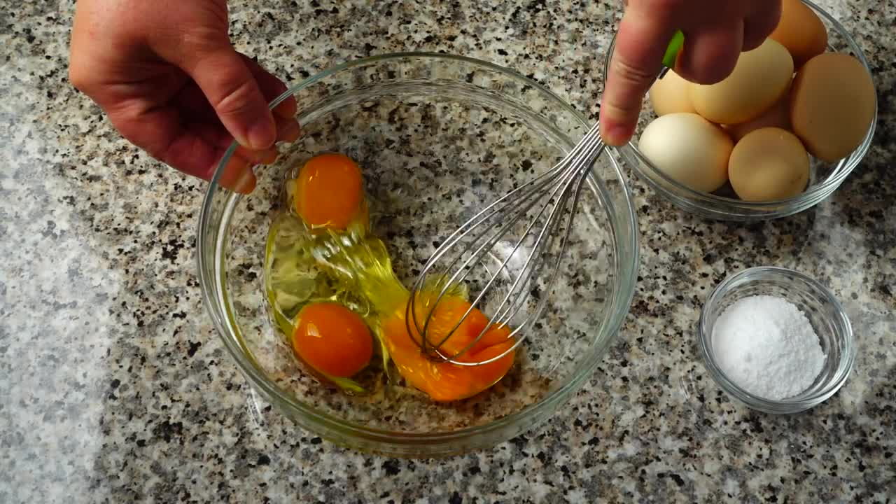 Stock Video Mixing Eggs In A Glass Bow Animated Wallpaper