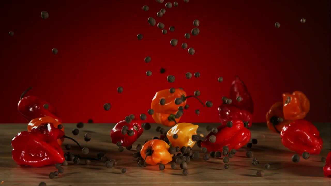 Stock Video Mix Of Peppers Falling To The Tabl Animated Wallpaper