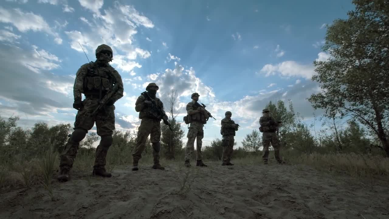 Stock Video Military Troop Standing Outdoor Animated Wallpaper