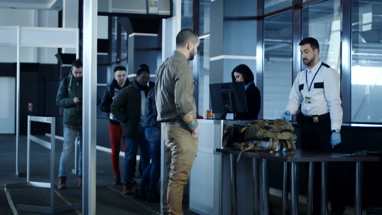 Stock Video Military Men Security At The Airpor Animated Wallpaper
