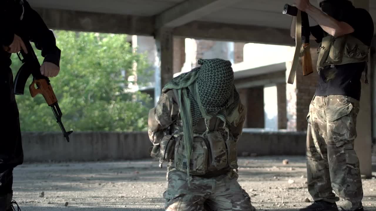 Stock Video Military Men Saving Hostage From Terrorist Animated Wallpaper