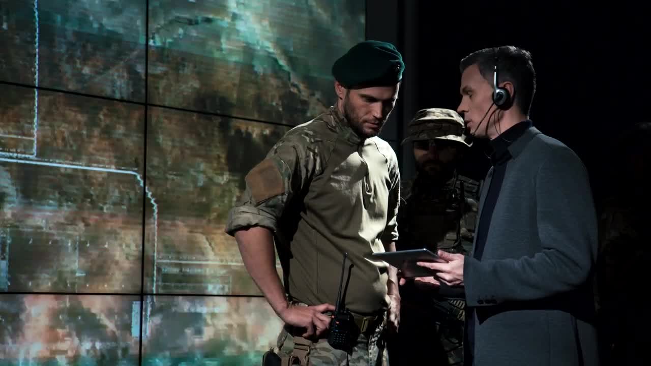 Stock Video Military Men Discussing Strateg Animated Wallpaper