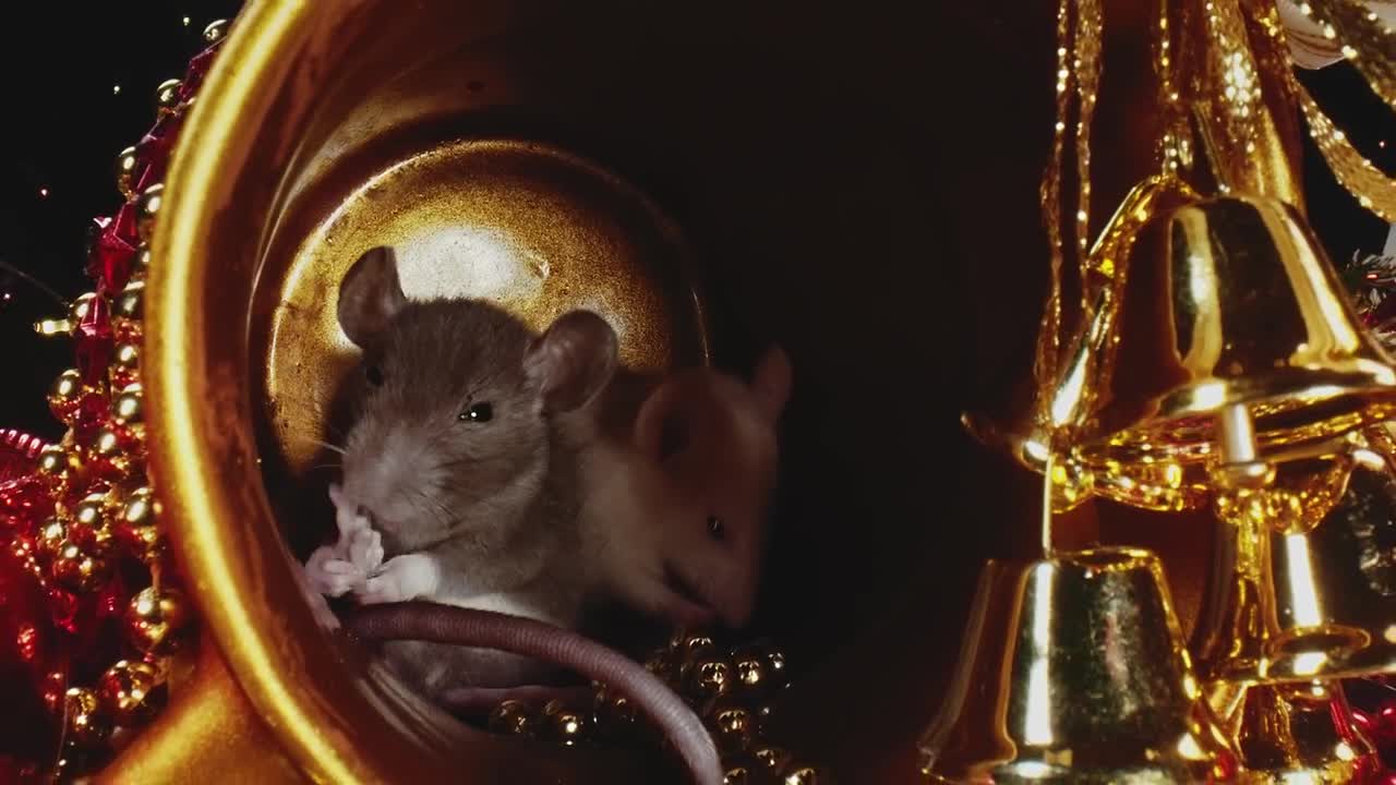 Stock Video Mice In A Christmas Decoratio Animated Wallpaper