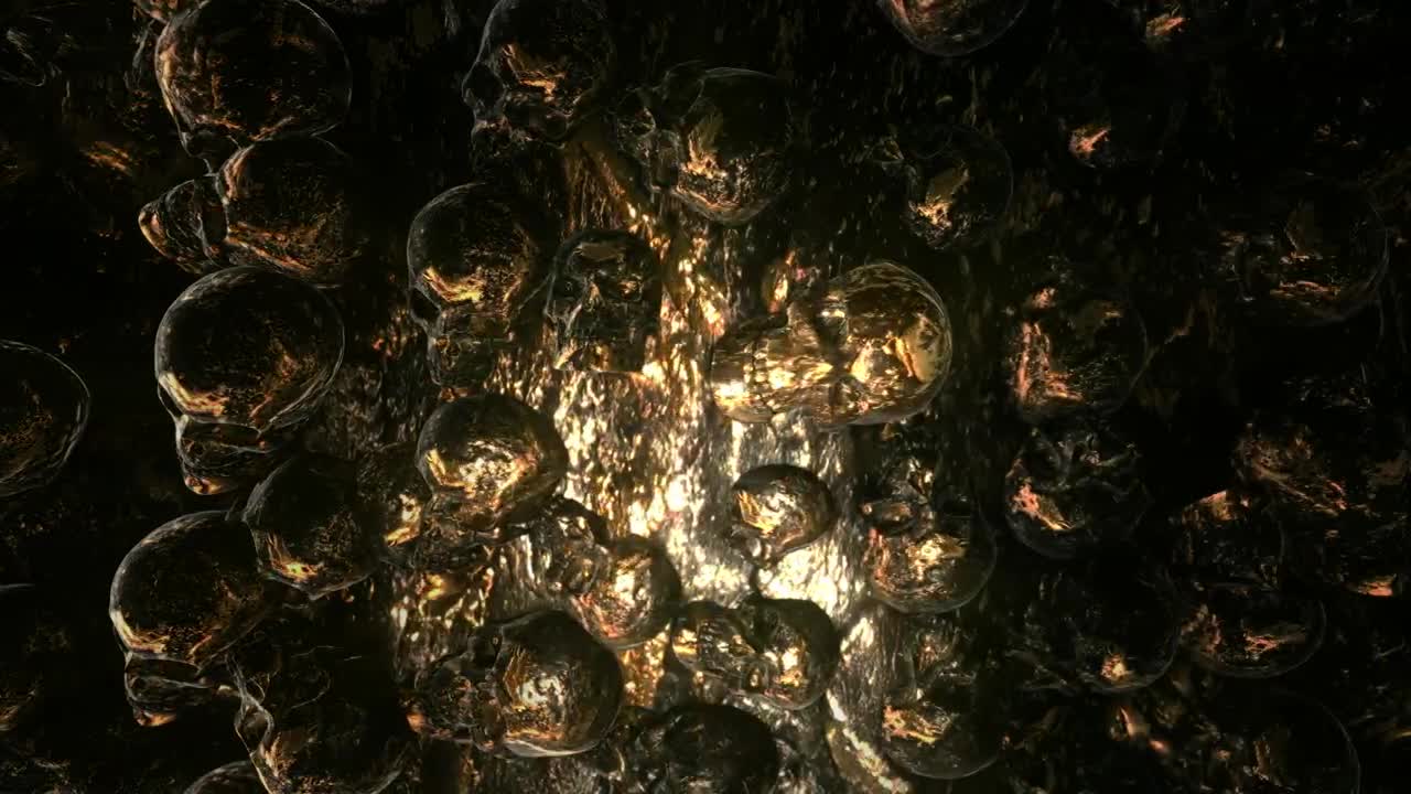 Stock Video Metallic Skulls In The Walls Of A Tunne Animated Wallpaper