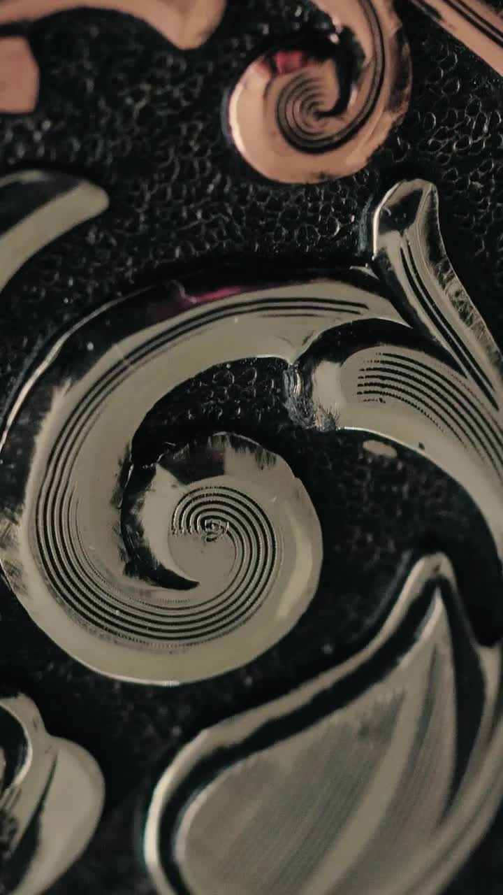 Stock Video Metal Surface Engraved With Ornament Animated Wallpaper