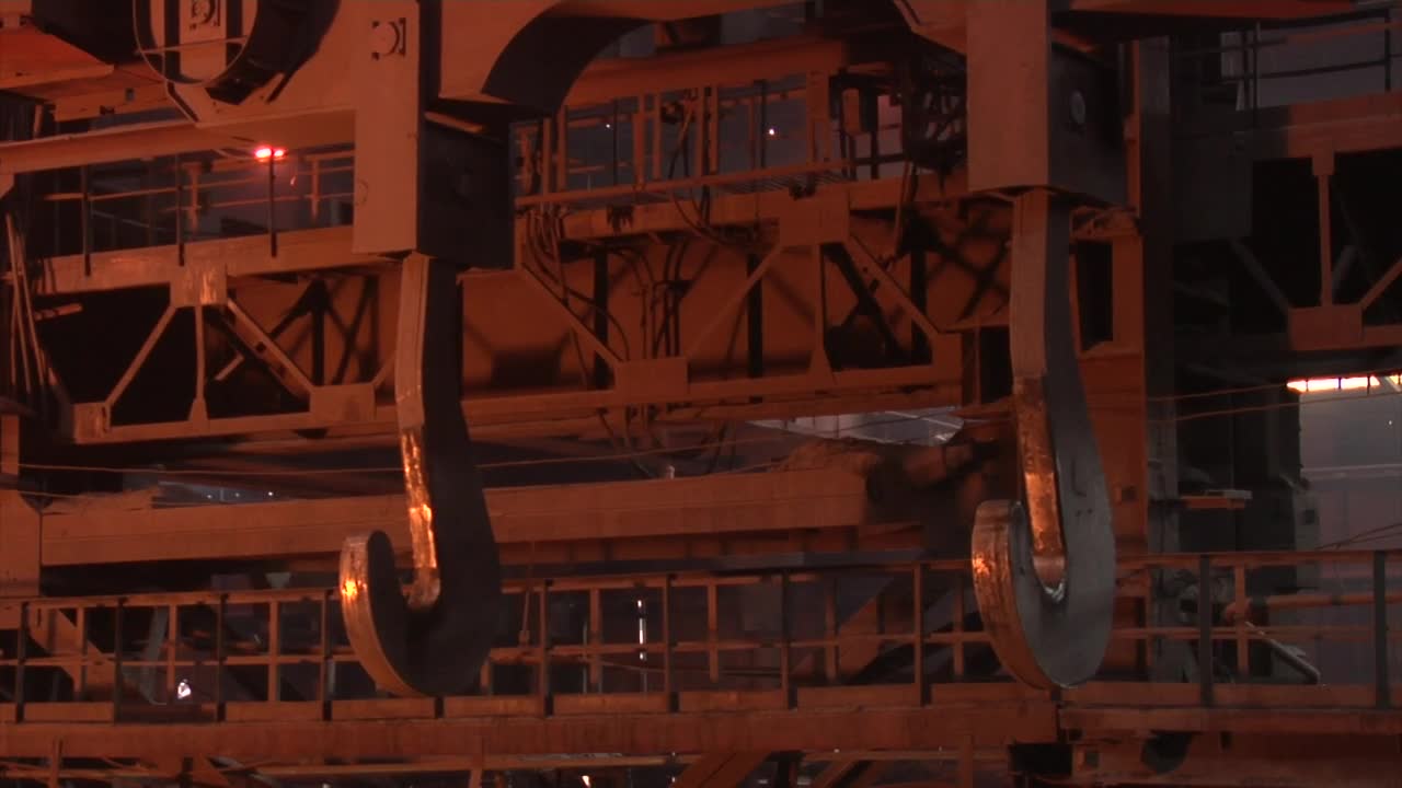Stock Video Metal Hooks Cranes In A Factor Animated Wallpaper