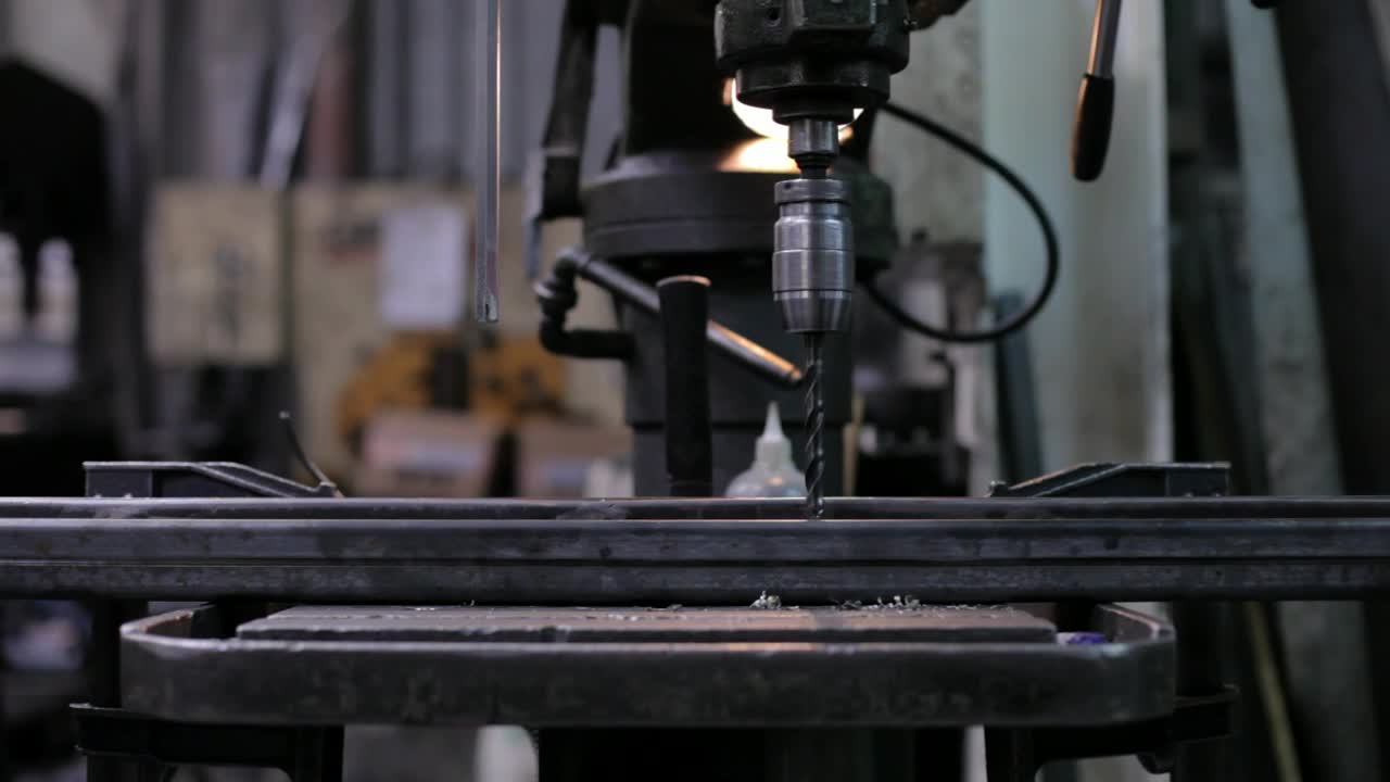 Stock Video Metal Drill In A Factor Animated Wallpaper