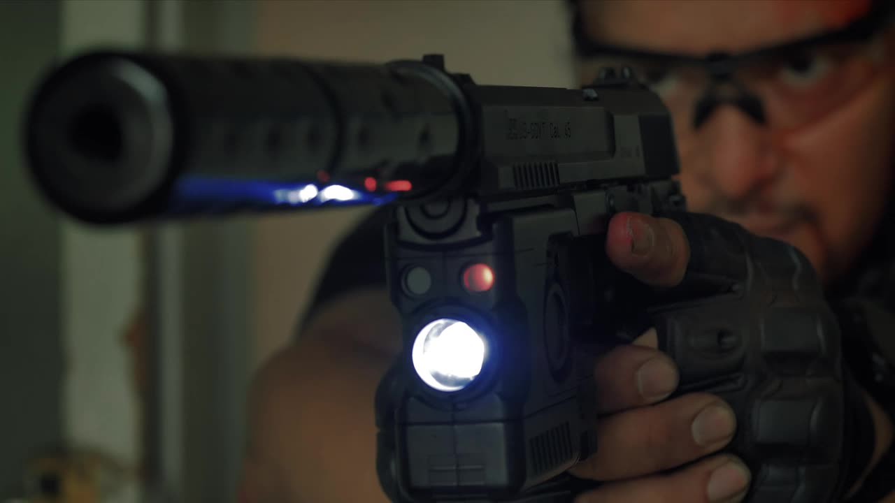 Stock Video Mercenary Pointing His Gu Animated Wallpaper