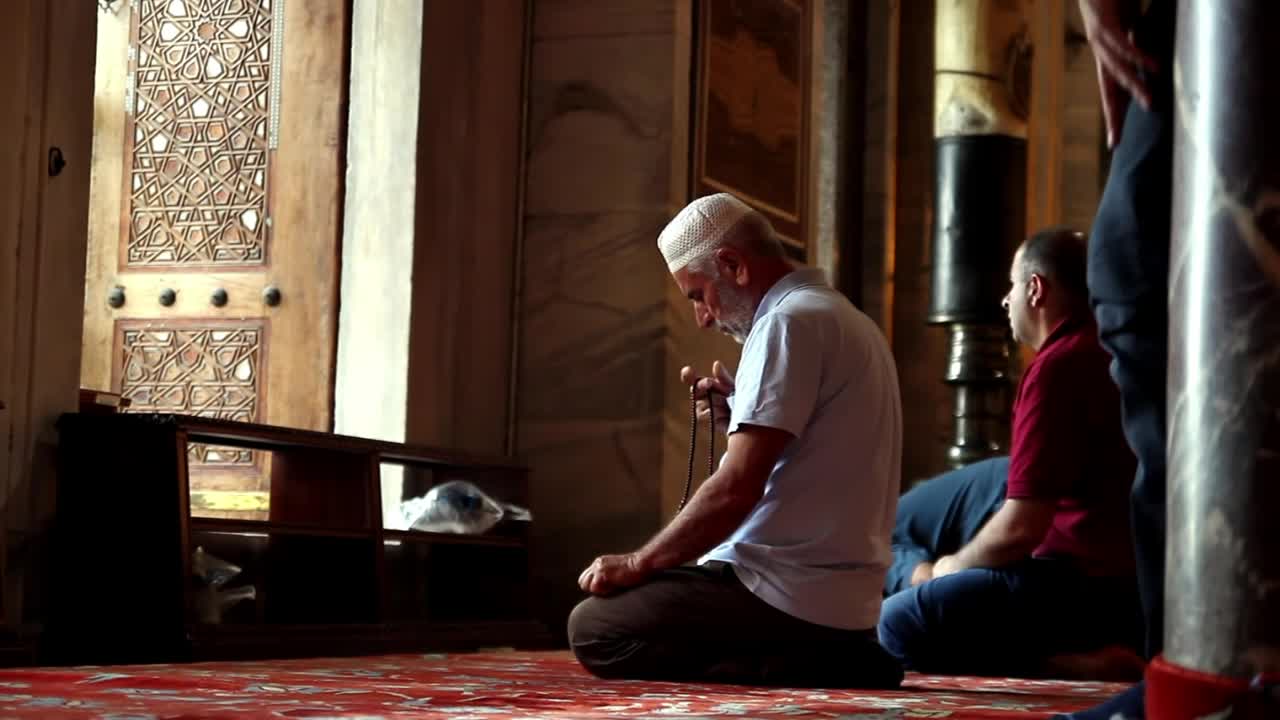 Stock Video Men Praying Inside A Mosque On The Floo Animated Wallpaper