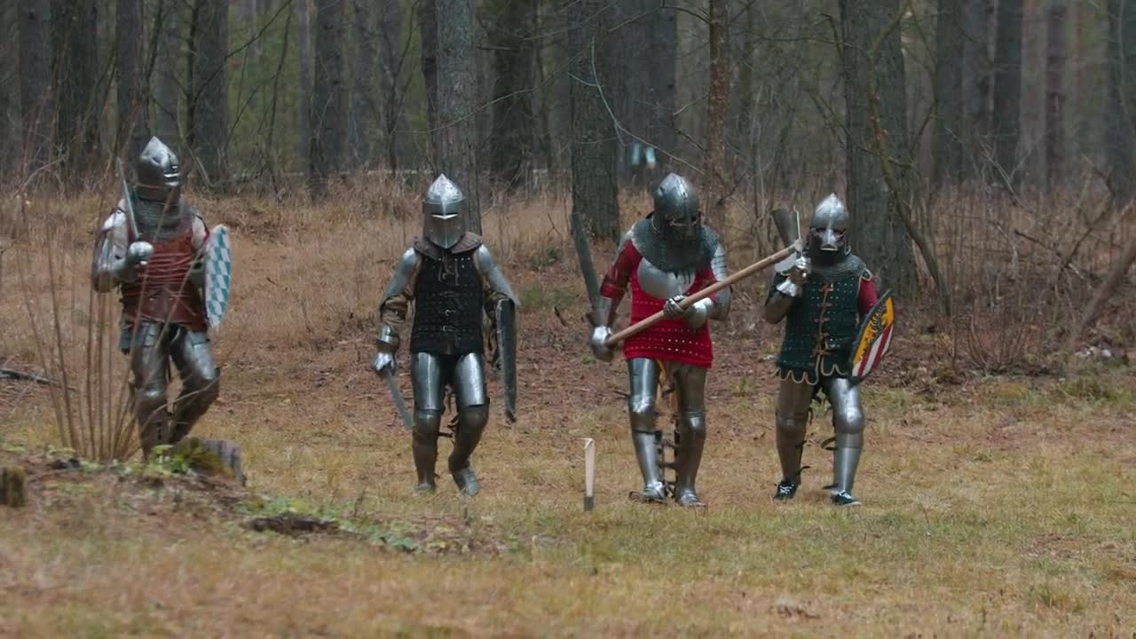 Stock Video Medieval Warriors In Armor In A Fores Animated Wallpaper