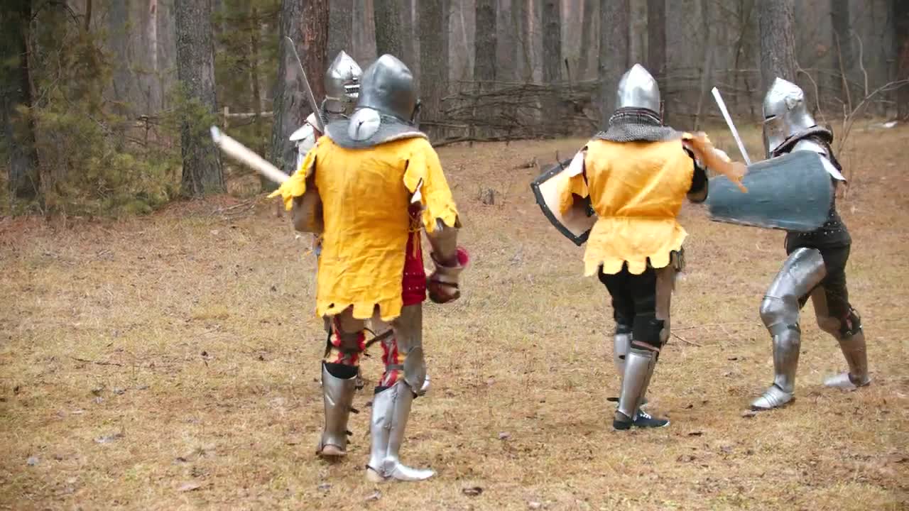 Stock Video Medieval Warriors Fighting In A Fores Animated Wallpaper