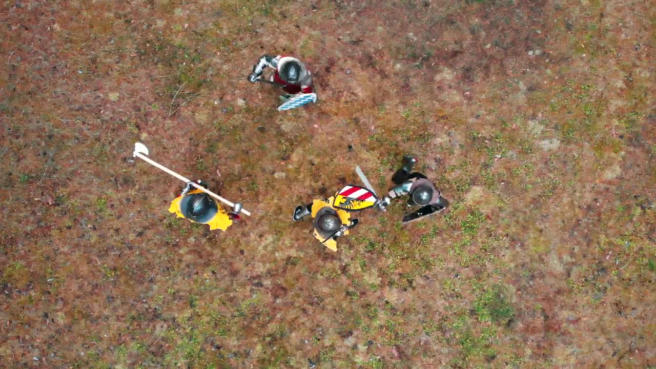 Stock Video Medieval Knights Fighting With Swords And Shield Animated Wallpaper