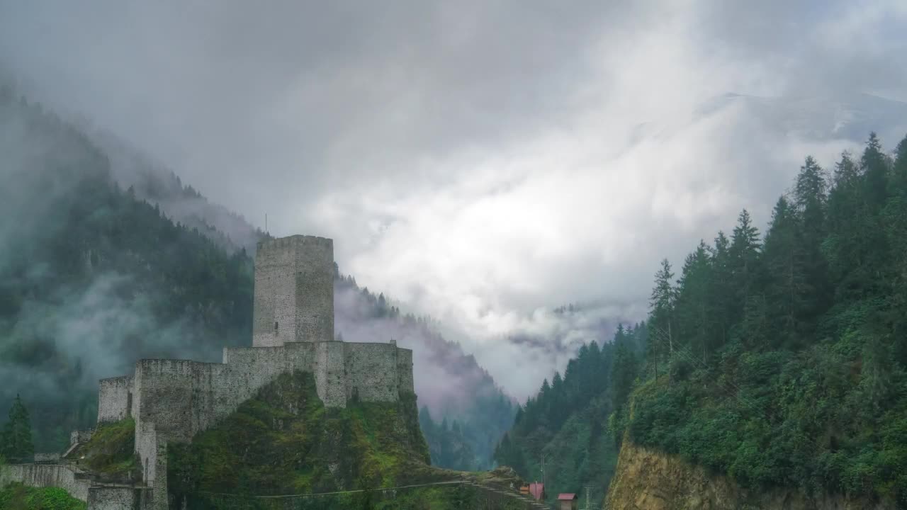 Stock Video Medieval Castle In A Cloudy Fores Animated Wallpaper