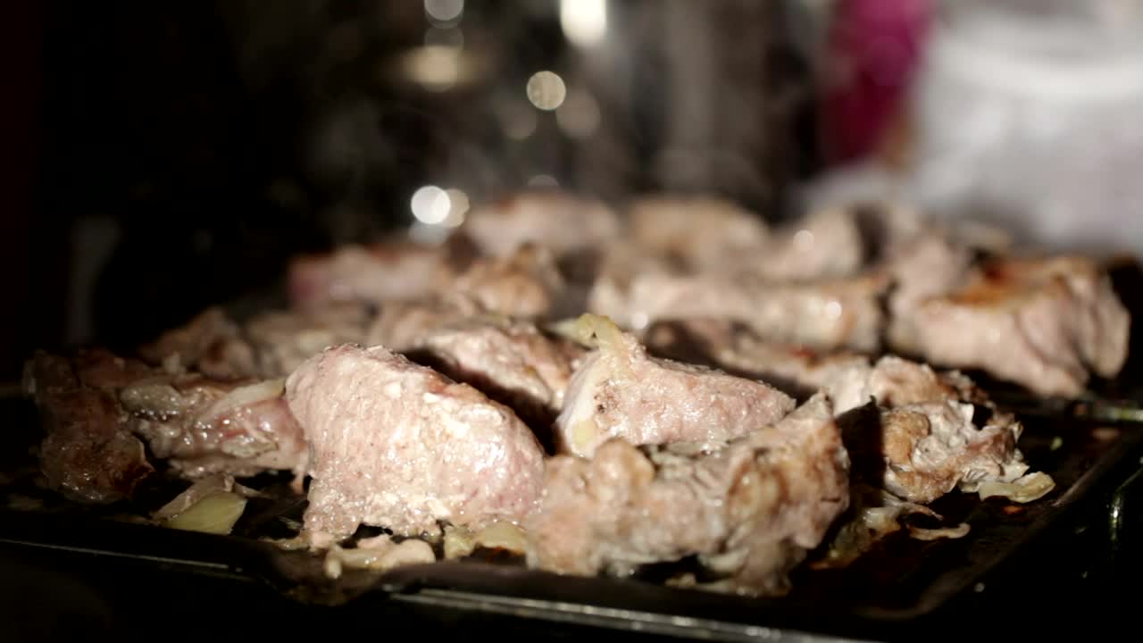Stock Video Meat Cooking On An Open Gril Animated Wallpaper