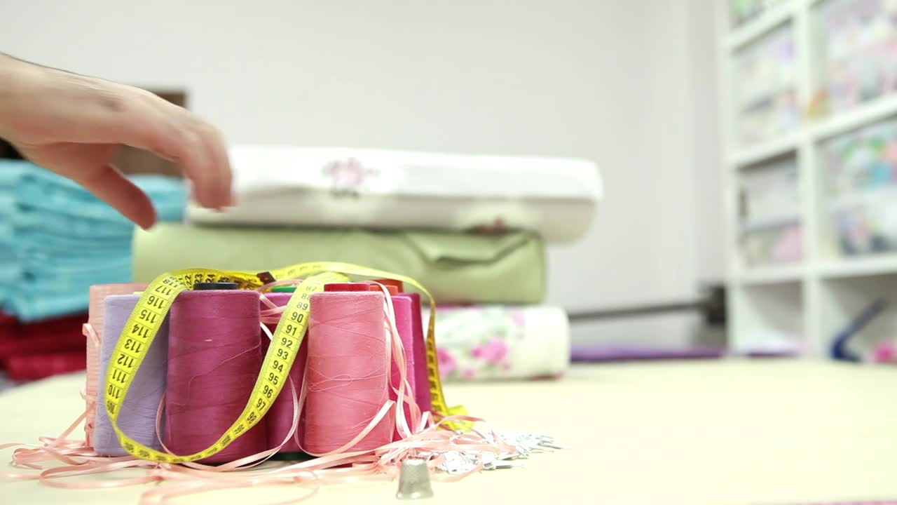 Stock Video Measuring Tape In A Sewing Worksho Animated Wallpaper