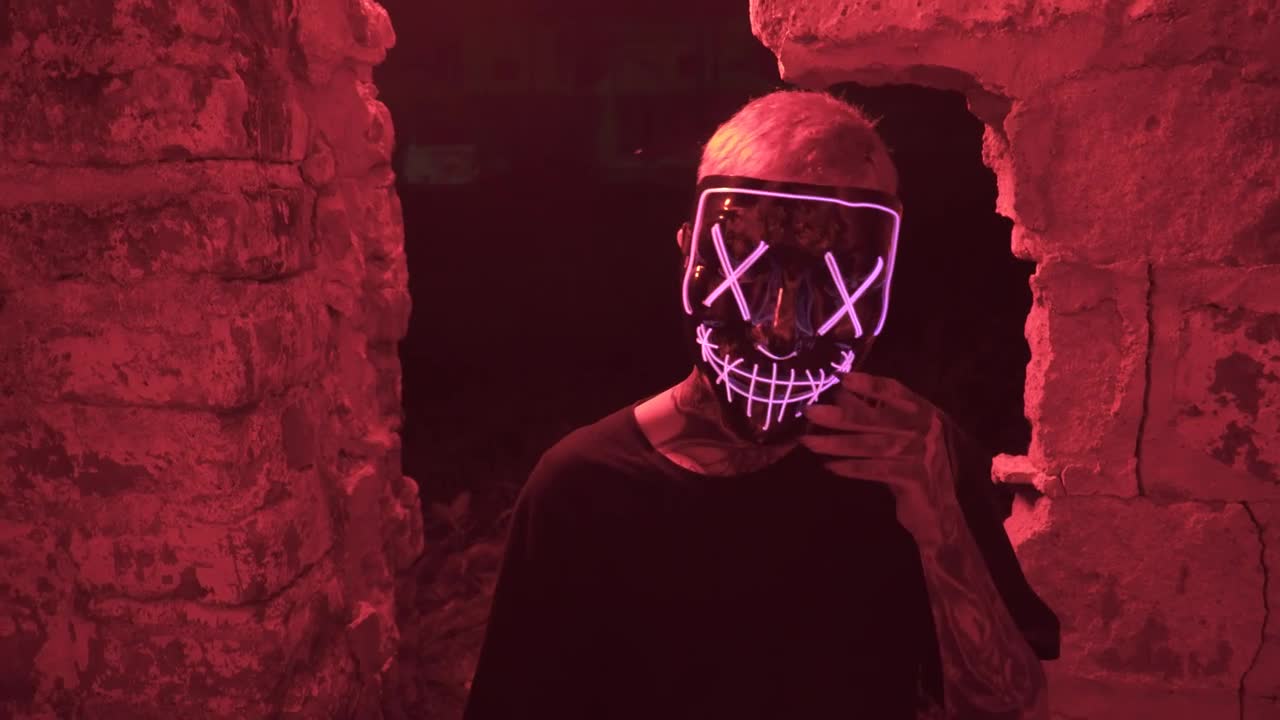 Stock Video Masked Man With Tattoos Smokin Animated Wallpaper