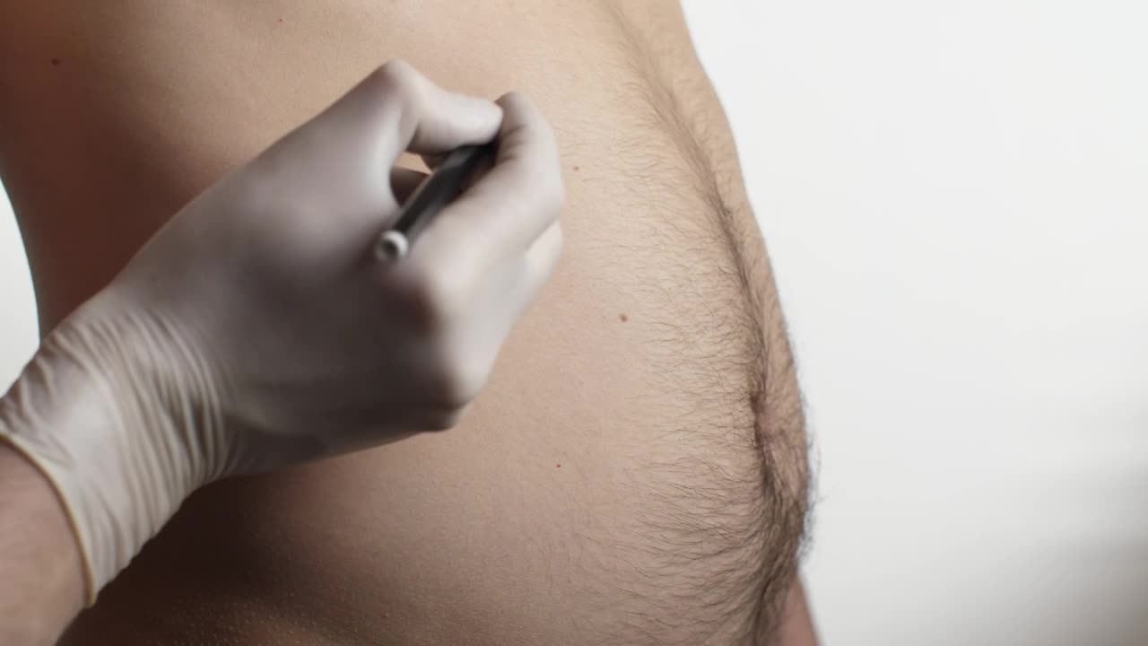 Stock Video Marking A Mans Abdomen Before Liposuction Surger Animated Wallpaper