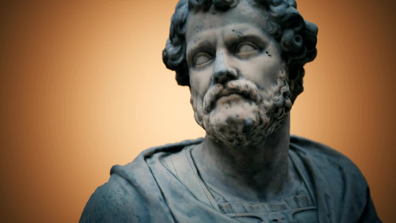 Stock Video Marble Statue Against An Orange Backgroun Animated Wallpaper